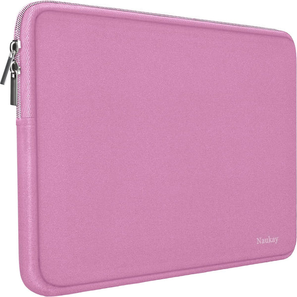Naukay 15.6 Inch Laptop Sleeve, Resistant Neoprene Notebook Computer Pocket Case, Pink