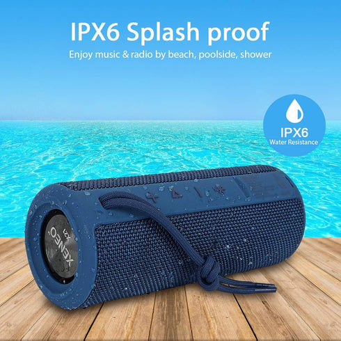 X21 Portable Bluetooth Wireless Speaker, Waterproof with FM Radio, Micro SD Card MP3 Player for Outdoor Use (Blue)