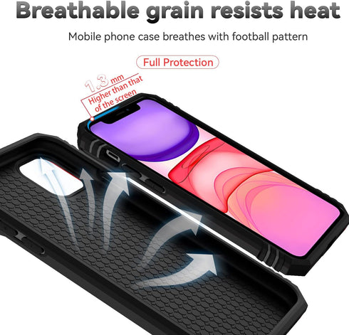 SunStory Military-Grade Case for iPhone 11 Pro Max with HD Screen Protector, Slide Camera Cover & Kickstand, Black