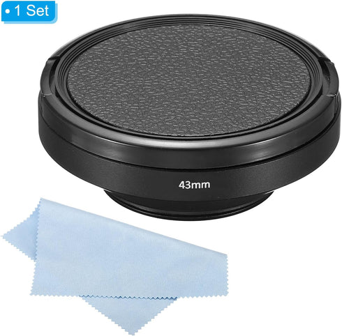 PATIKIL 43mm Lens Hood, Wide Angle Matte Surface Anti-reflective Hood with Cap and Cleaning Cloth for Nikon, Fujifilm