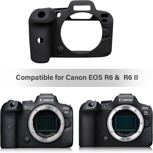 MUZIRI KINOKOO Protective Case for Canon EOS R6/R6 II - Soft Silicone Cover Camera Case - Black