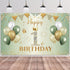 Happy 1st Birthday Banner Sage Green Gold, BTZO 1st Birthday Backdrop for Newborn Boys Girls Decorations