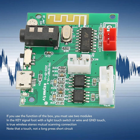 Power Amplifier Board, Stable PCB Bluetooth 5.0 3.5AUX Input 3POUT Output Digital Sound Amplifier Board Module with Power Cable and Sound Cable