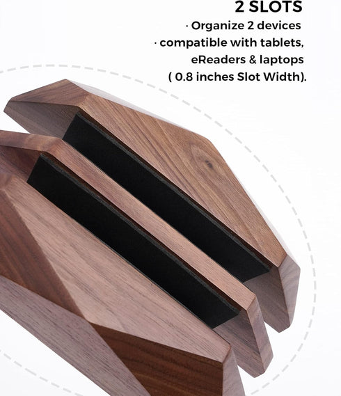 Nuvograin Dual Laptop Holder, Vertical Stand with 2 Slots for MacBook, Wooden Laptop Holder for Desk