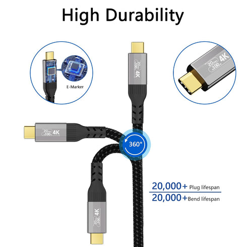 HOTUTUKI 2-Pack 10FT Cables,20Gbps Cable,100W 3.2 2 4K 4/3 USB-c Data Charging USB Gen High Speed, Video Monitor Cord