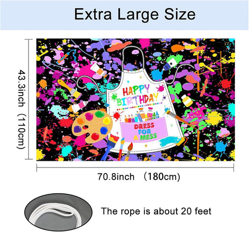 Mocsicka Art Paint Birthday Banner for Kids - Colorful Graffiti Splatter Art Photography Background