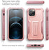 ExoGuard Pink iPhone 12 Case, Compatible with iPhone 12 Pro, Rubber Shockproof Full-Body Cover with Kickstand
