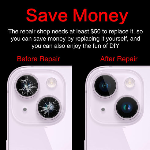 2PCS ASDAWN Rear Camera Lens Glass Replacement for iPhone 14 and 14 Plus, with Adhesive + Repair Tool Kit