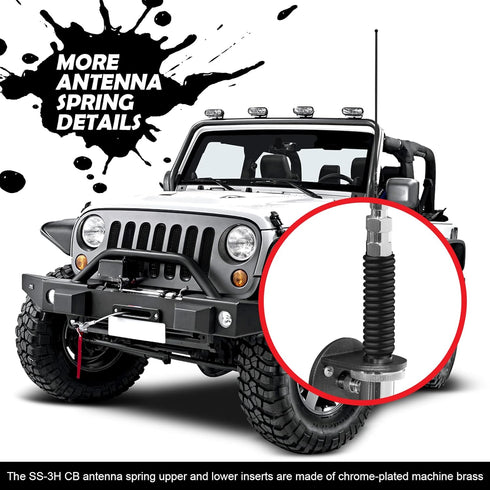 SS-3H CB Antenna Spring, Heavy Duty Stainless Steel Mount Spring for Mobile CB Radio Antenna