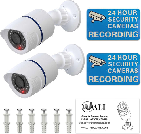 WALI Dummy Fake Camera, Indoor Outdoor Surveillance Security CCTV Dome Camera with One LED Light, Security Alert