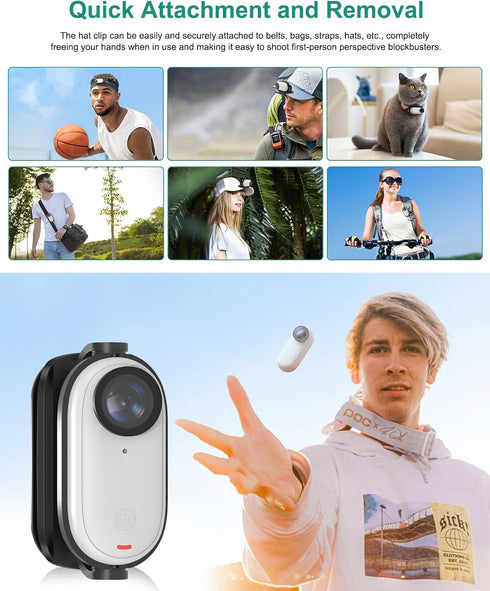 PULUZ Camera Cap Clip Magnetic Mount for Insta360 GO3, Quick Release Mount Hat Clip Attachable to Hat or Backpack