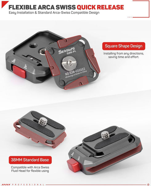 IFOOTAGE Q38-RS Action Camera Adapter Quick Release, Aluminum Tripod Mount Adapter, Quick Release Plate Compatible