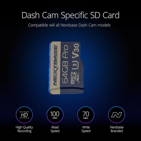 Nextbase 64GB U3 Micro SD Memory Card with Adapter: Compatible with Nextbase in-Car Dash Cams Series 1 and 2