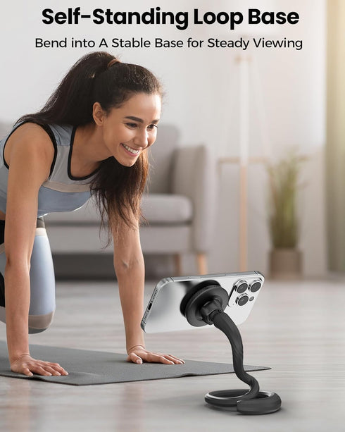 NINEFATICS 17-12 Flexible Phone Holder for Treadmill, Magnetic Gooseneck Cell Phone Mount Compatible w/ MagSafe, iPhone