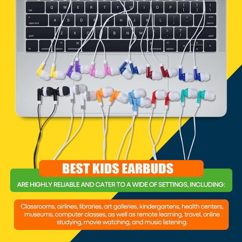 Waneni 30 Pack Set Colors,30 Pack) Wholesale Bulk Earbuds Headphones Class for School Classroom Students Kids Children