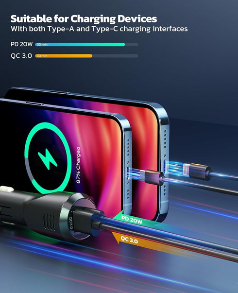 Nulaxy Bluetooth 5.3 Car Adapter, Air Vent Installation, DSP Noise Cancellation, QC3.0 & Type-C PD Car Charger,