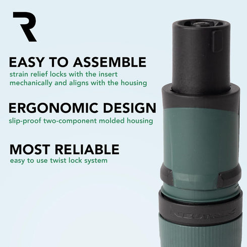 Neutrik NL4FXX-W-S (4pk) 4-Pole speakON Cable Connector, Green Bushing Screw Terminal Assembly