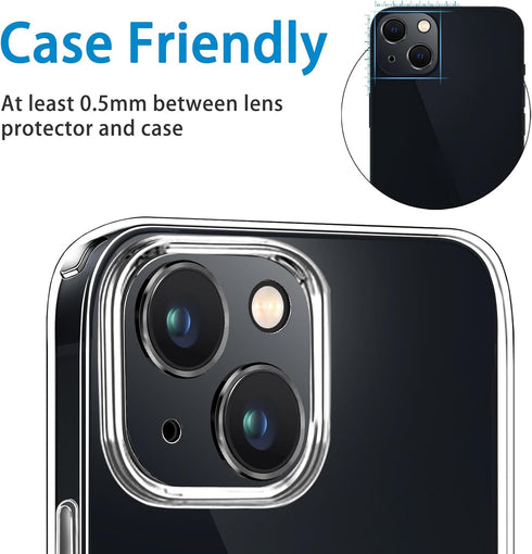 iPhone 15 & 15 Plus Camera Lens Protector - Black, Anti-Scratch Tempered Glass, Shockproof Full Protective Cover.