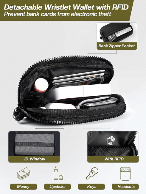 Tiostep Clip and Go Strap for Phone with Wallet Crossbody Phone Lanyard Adjustable and Detachable RFID Wristlet Wallet