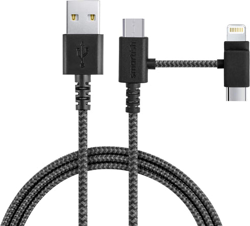 Smartish USB-C/Lightning Cable, Crown Joule, 6 Foot Fast Fabric Wrapped Charging Cable, Apple MFi Certified, Black