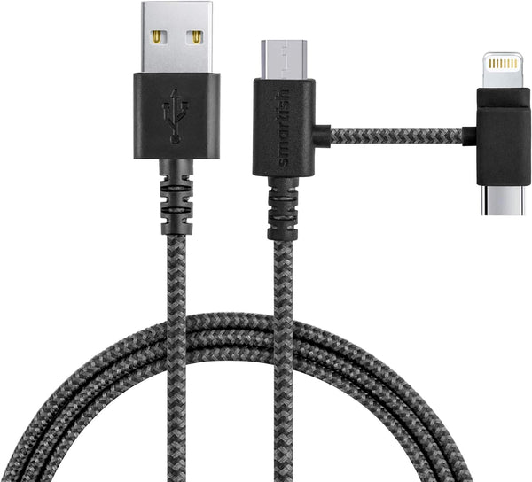 Smartish USB-C/Lightning Cable, Crown Joule, 6 Foot Fast Fabric Wrapped Charging Cable, Apple MFi Certified, Black