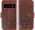 Asuwish Wallet Case for Google Pixel 6 with Tempered Glass Screen Protector, Flower Leather Flip, Card Holder, Brown