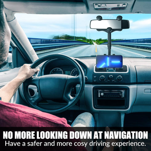 SXhyf Rear View Mirror Phone Holder, 2023 Rotatable and Retractable Universal Mount for iPhone 11 12 13 14 Pro Max