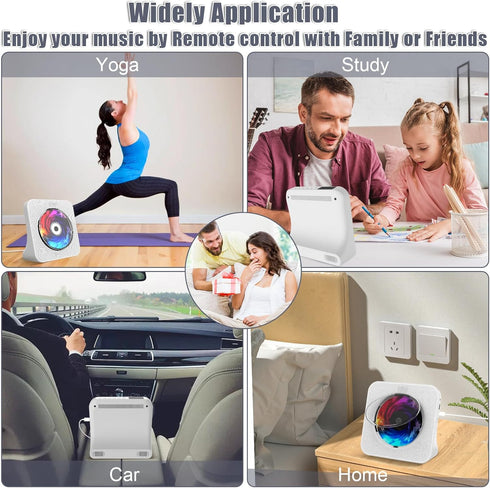 Fohil CD Player with Bluetooth 5.0, Portable Desktop Music Player for Home, Built-in Double HiFi Sound Speakers, FM