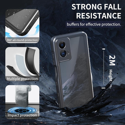 Motorola Moto G 5G 2024 Phone Case, Waterproof IP68 Certified Dustproof Shockproof with Built-in Screen Protector