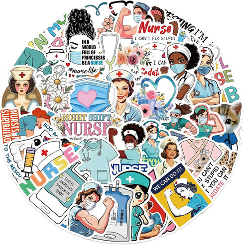 YINFENGKANHAI 52 Piece Doctor Nurse Stickers - Medical Science Equipment, Human Body Anatomy,