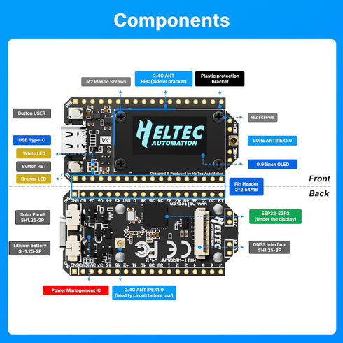 Heltec Automation V4 ESP32 ESP32-S3 27dBm SX1262 Communication Heltec LoRa Development Board Without OLED High Power