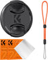 K&F Concept 52mm Lens Cap Cover, 4-in-1 Center Pinch Lens Cover with Anti-Loss Keeper Leash & Microfiber Cleaning Cloth