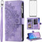 Asuwish Galaxy S10 Wallet Case with Mandala Flower, Tempered Glass, Wrist Strap, Zipper Card Holder, Purple.