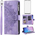 Asuwish Galaxy S10 Wallet Case with Mandala Flower, Tempered Glass, Wrist Strap, Zipper Card Holder, Purple.