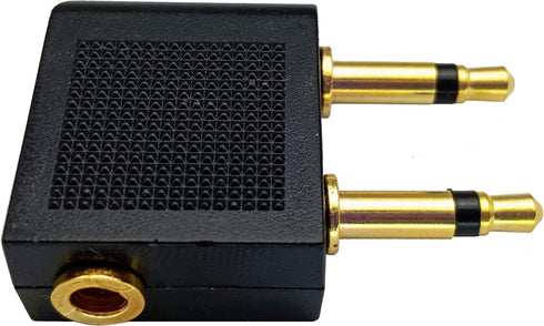 Dual 3.5mm (1/8") Male to 3.5mm Female AUX Audio Jack Adapter Converter for Using Headphone on Airplane (2 Pack)