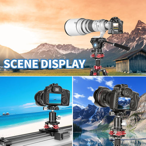 Tripod Head Leveling Base Camera Leveler, Aluminum Alloy 3 Axis Tri Wheel Head with +/-5 Degree Adjustment