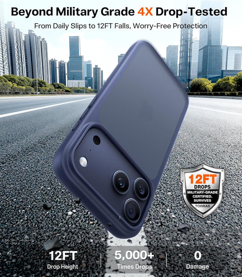 TORRAS 17 17 for iPhone Pro Case, Beyond Military-Grade Protection, Camera Control Button, DIY Buttons, Translucent