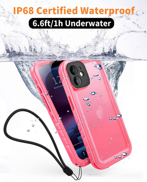Cozycase Waterproof iPhone 11 Case with Built-in Screen Protector, Full-Body Rugged Bumper Cover, Shockproof (Pink)