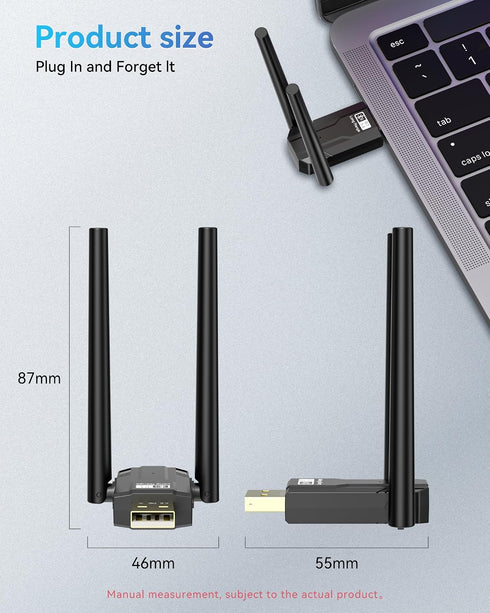 RENGOGA 5.4 150M 11/10/8 USB Bluetooth Dongle for PC Plug & Play Bluetooth Adapter PC Transmitter & Reciver, EDR & BLE