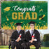 Green Graduation Banner 2025 Congrats Grad, Large Fabric Backdrop for Graduation Party Decoration 71 x 43”