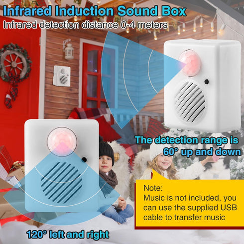 Enhon Motion Activated Sound Voice Player with USB Cable, Battery Powered Motion Sensor Alarm, Download Your Own Audio Files About Christmas Music, Shop, Security Reminder, Drive Out Animals
