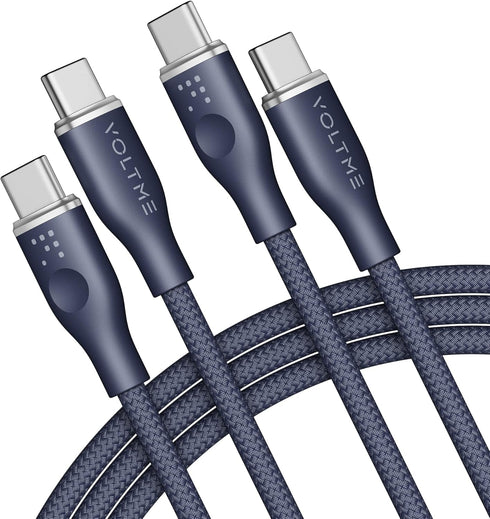 VOLTME USB C Cable (6ft 100W, 2-Pack), Premium Nylon USB C to USB C 2.0 Fast Charge Cable for MacBook Pro, Galaxy S22
