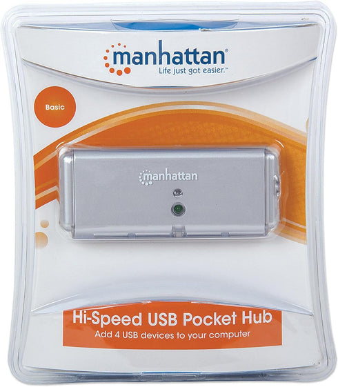 Manhattan 4-Port Hi-Speed USB Pocket Hub in Silver (160599)