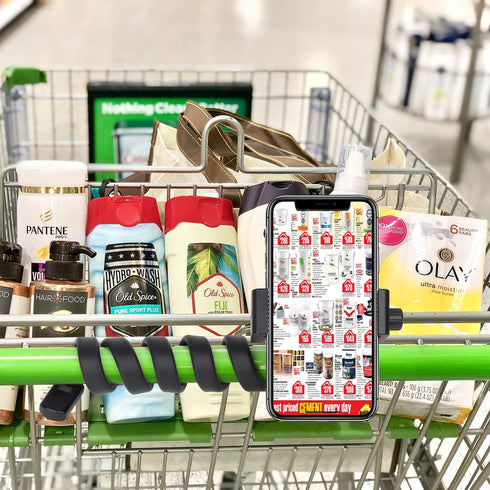 Portable Flexible Cell Phone Holder Stand for Shopping Cart/Treadmill/Stroller, Compatible with 3.5~7.5" Smartphones