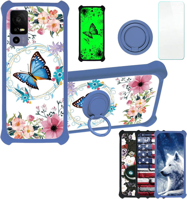TCL 40 XE 5G T609DL Case Compatible with TCL 40 X 40X 5G Phone Cover with Tempered Glass Screen Protector, PC + TPU 2