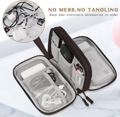FYY Electronic Organizer - Travel Cable Bag Pouch, Portable Waterproof Double Layers Storage for Accessories