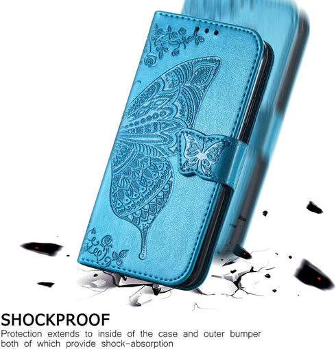 Galaxy A32 5G Case, PU Leather Wallet Flip Protective Phone Case with Wrist Strap and Card Slots for Samsung Galaxy A32