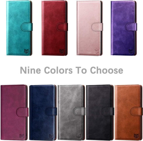 SUANPOT for Moto G Power 2021, RFID Blocking Leather Wallet Case, Flip Folio Book Phone Case Shockproof Cover for Women