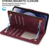 ZZXX Wallet Case for iPhone 12 Pro, Premium Soft PU Leather Zipper Folio with Card Slot, Wine Red 6.1 inch