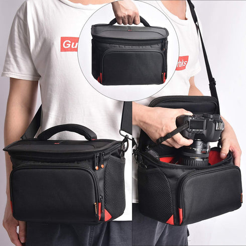 FOSOTO T5i T6 T7i 5D 6D, D3400 D5600 D7200 D750 D610, A99 Shockproof DSLR Camera Shoulder Bag Case Compatible for Canon